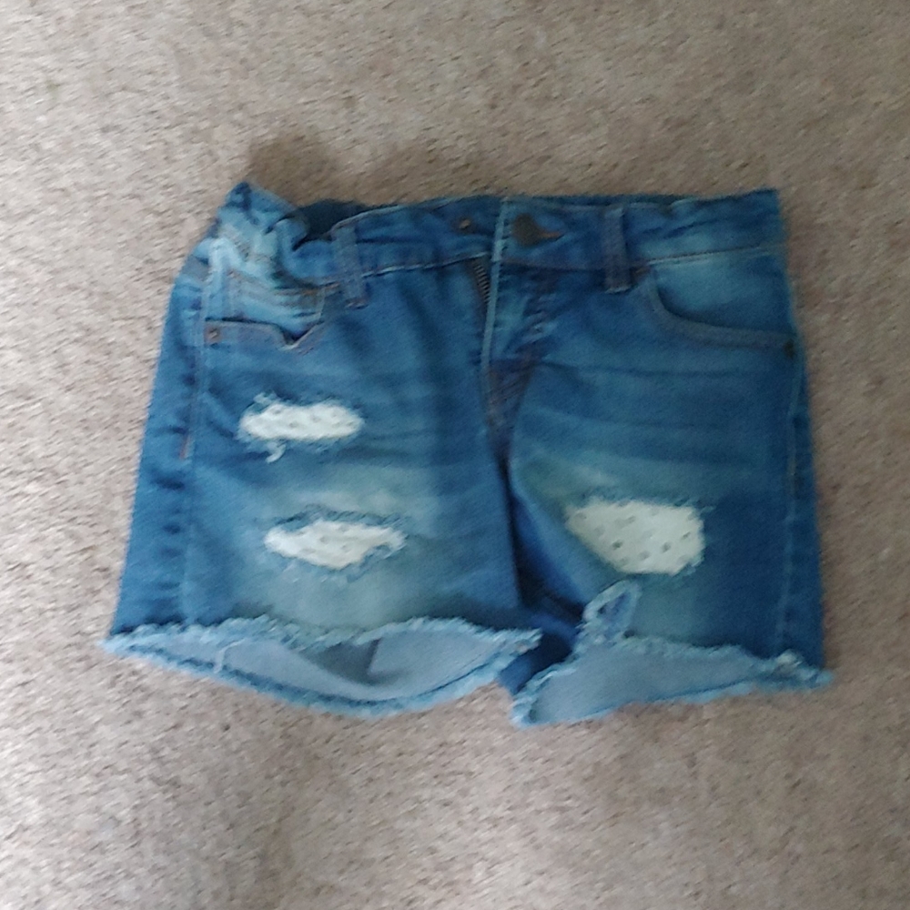 Girls ripped denim shorts